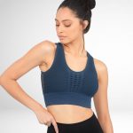 Bustieră sport damă push-up material elastic Albastru – FITINT 018 2025 15
