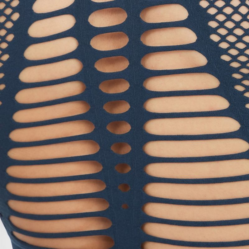 Bustieră sport damă push-up material elastic Albastru – FITINT 018 2025 6