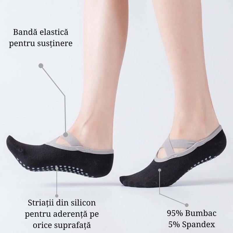 Sosete Antiderapante FITINT Yoga / Pilates / Stretching Negru 2025 4