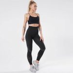 Colanți sport damă fără cusături talie înaltă Negru – FITINT 041 2025 37