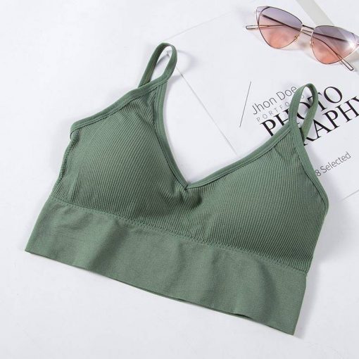 Bustiera Cu Spate Decupat FITINT Backless Verde 2024 9