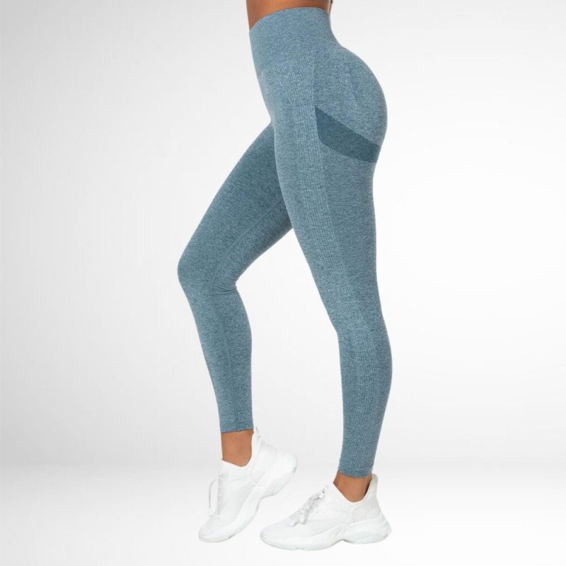 Colanți sport damă push-up talie înaltă Albastru – FITINT 045 2025 3
