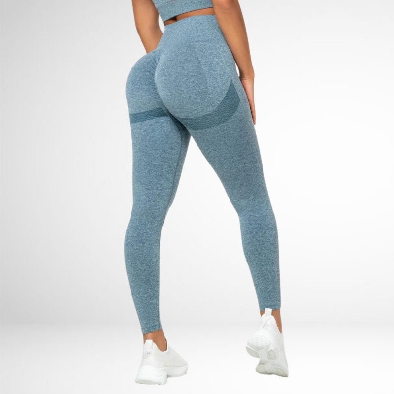 Colanți sport damă push-up talie înaltă Albastru – FITINT 045 2025 4