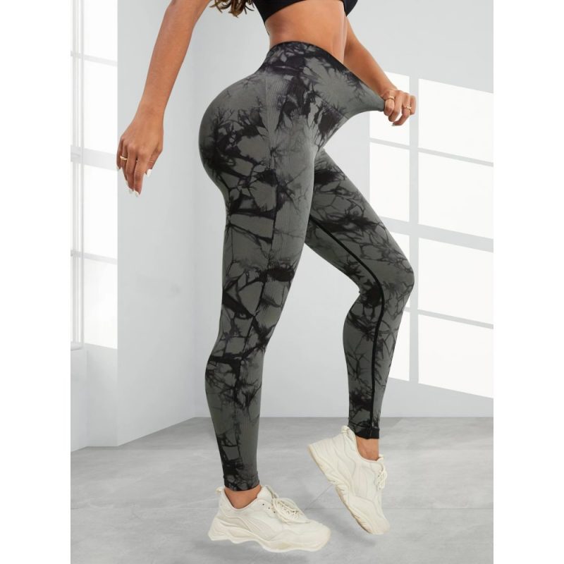 Colanți sport damă fără cusături push-up talie înaltă Gri – FITINT 086 2025 2