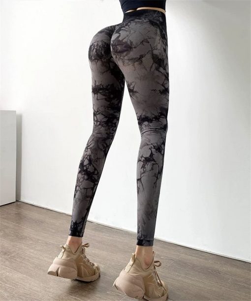Colanti push up FITINT Onyx Tie Dye cu talie inalta Gri 2023 2