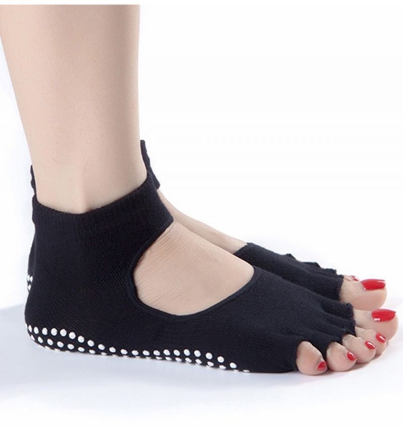 Sosete antiderapante FITINT Yoga fara degete Negru - imagine 4
