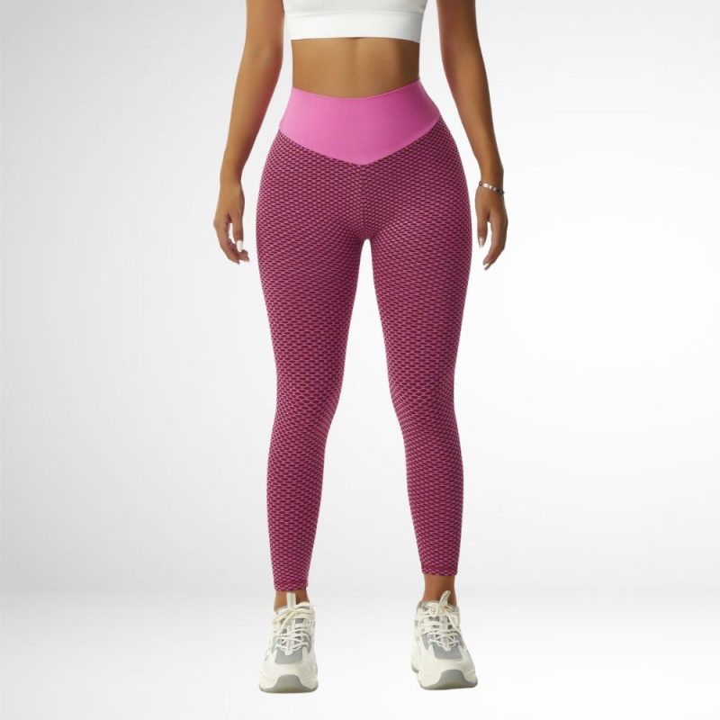 Colanți sport damă push-up talie înaltă Roz – FITINT 096 2025 2