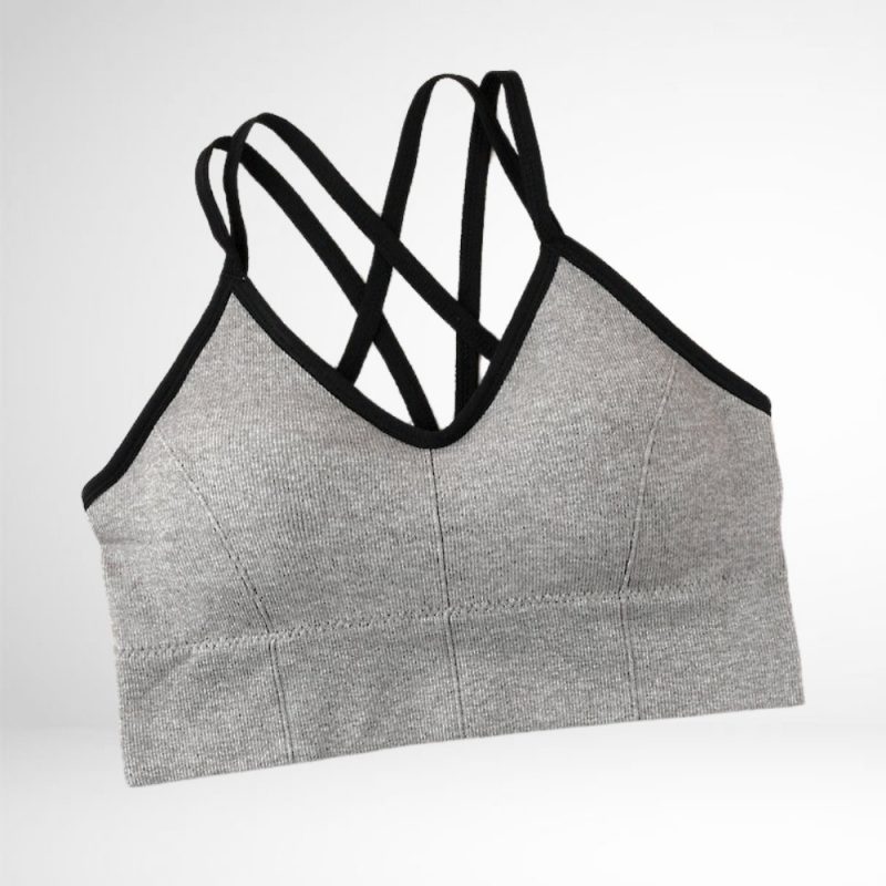 Bustieră sport damă push-up material elastic Gri – FITINT 109 2025 4
