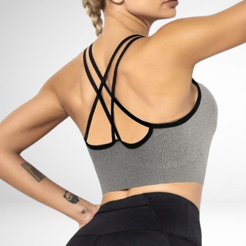 Bustieră sport damă push-up material elastic Gri – FITINT 109 2025 5