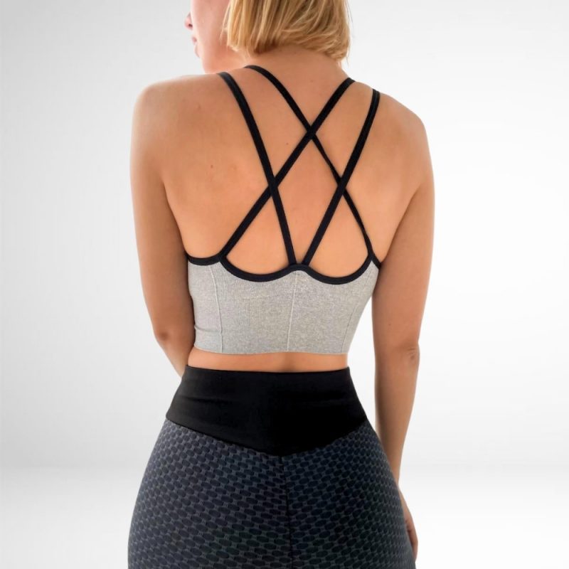 Bustieră sport damă push-up material elastic Gri – FITINT 109 2025 2