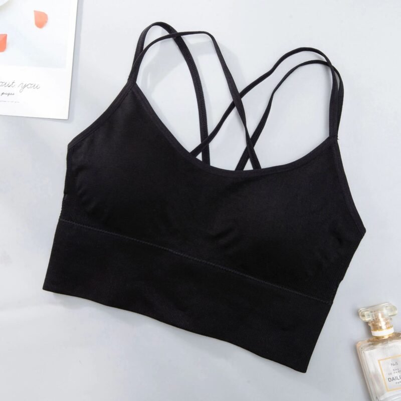 Bustieră sport damă material elastic Negru – FITINT 103 2025 3
