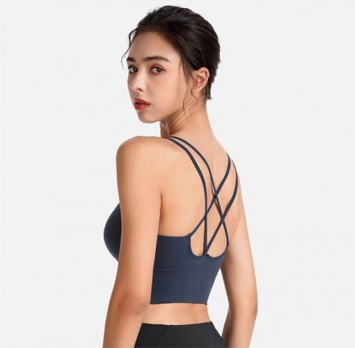 Bustiera Push Up FITINT Void cu Spate Decupat Albastru 2023 4