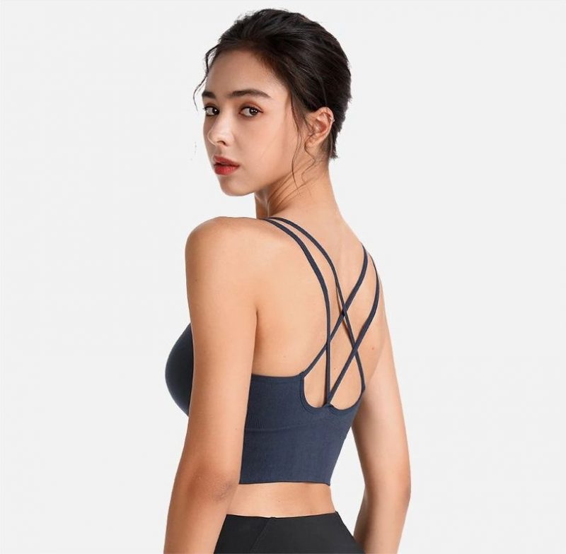 Bustieră sport damă material elastic Albastru – FITINT 104 - imagine 4