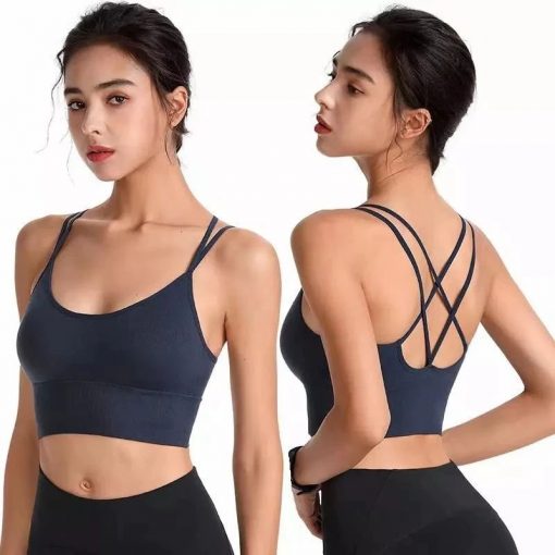 Bustiera Push Up FITINT Void cu Spate Decupat Albastru 2023 1