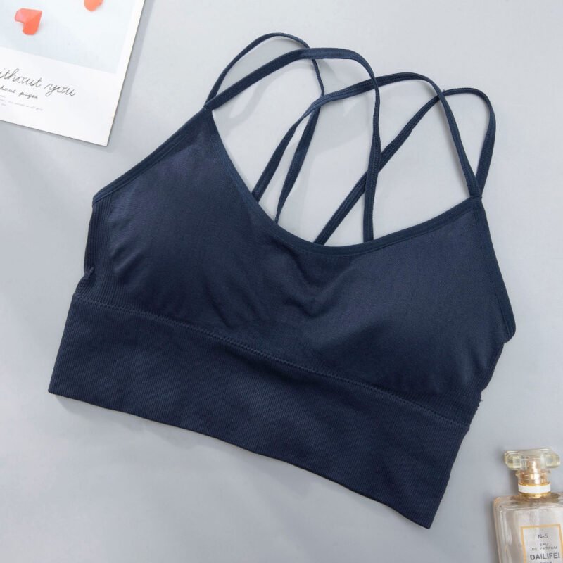 Bustieră sport damă material elastic Albastru – FITINT 104 2025 5