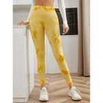 Colanți sport damă fără cusături push-up talie înaltă Galben – FITINT 113 2025 24