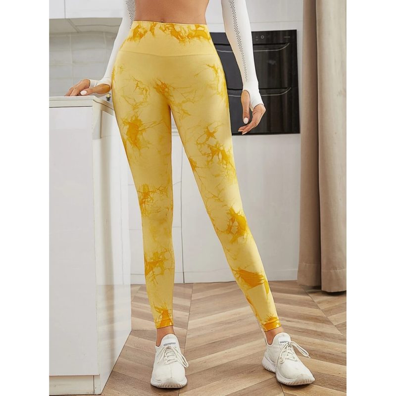 Colanți sport damă fără cusături push-up talie înaltă Galben – FITINT 113 2025 4