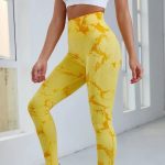 Colanți sport damă fără cusături push-up talie înaltă Galben – FITINT 113 2025 26