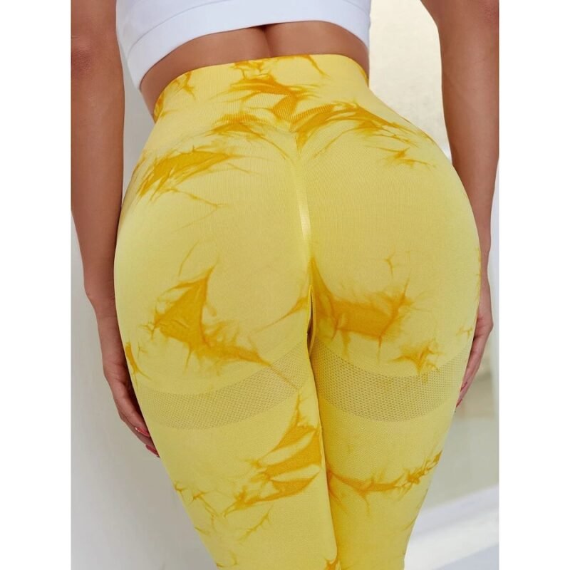 Colanți sport damă fără cusături push-up talie înaltă Galben – FITINT 113 2025 6