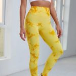 Colanți sport damă fără cusături push-up talie înaltă Galben – FITINT 113 2025 30