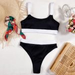 Costum de baie damă cu burete talie înaltă 2 piese Negru – FITINT 097 2025 23