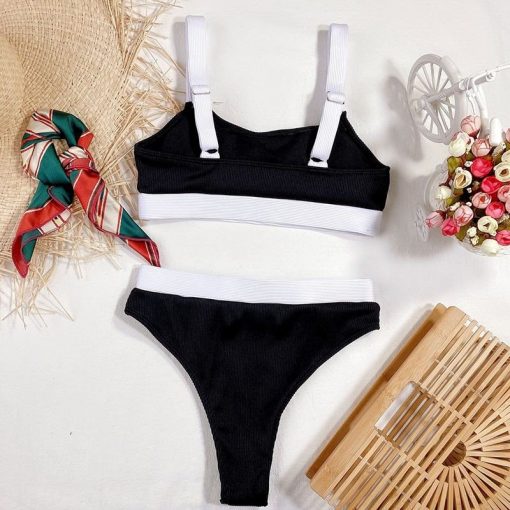 Costum de baie push up FITINT Ava 2 piese talie inalta Negru 2023 8