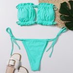 Costum de baie damă fără bretele cu burete 2 piese Verde – FITINT 099 2025 22
