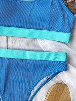 Costum de baie damă cu burete talie înaltă 2 piese Albastru – FITINT 098 2025 32