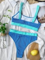 Costum de baie damă cu burete talie înaltă 2 piese Albastru – FITINT 098 2025 30