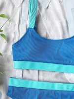 Costum de baie damă cu burete talie înaltă 2 piese Albastru – FITINT 098 2025 34