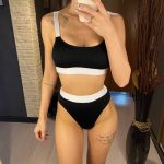 Costum de baie damă cu burete talie înaltă 2 piese Negru – FITINT 097 2025 15