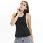 Tricou dama sport FITINT String cu spate decupat Negru 2025 16