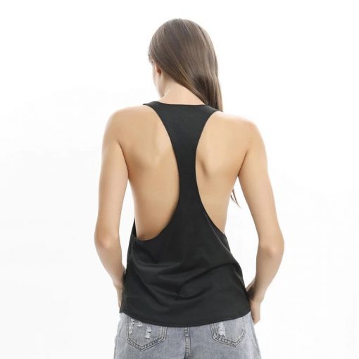 Tricou dama sport FITINT String cu spate decupat Negru 2023 4
