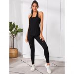Tricou dama sport FITINT String cu spate decupat Negru 2025 30