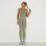 Compleu set fitness damă fără cusături push-up talie înaltă Verde – FITINT 131 2025 51