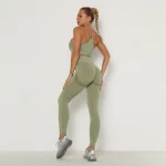 Compleu set fitness damă fără cusături push-up talie înaltă Verde – FITINT 131 2025 55