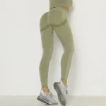Compleu set fitness damă fără cusături push-up talie înaltă Verde – FITINT 131 2025 39