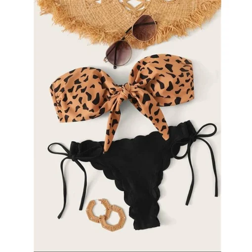 Costum de baie push up FITINT Thera 2 piese Bikini Animal Print 2023 2