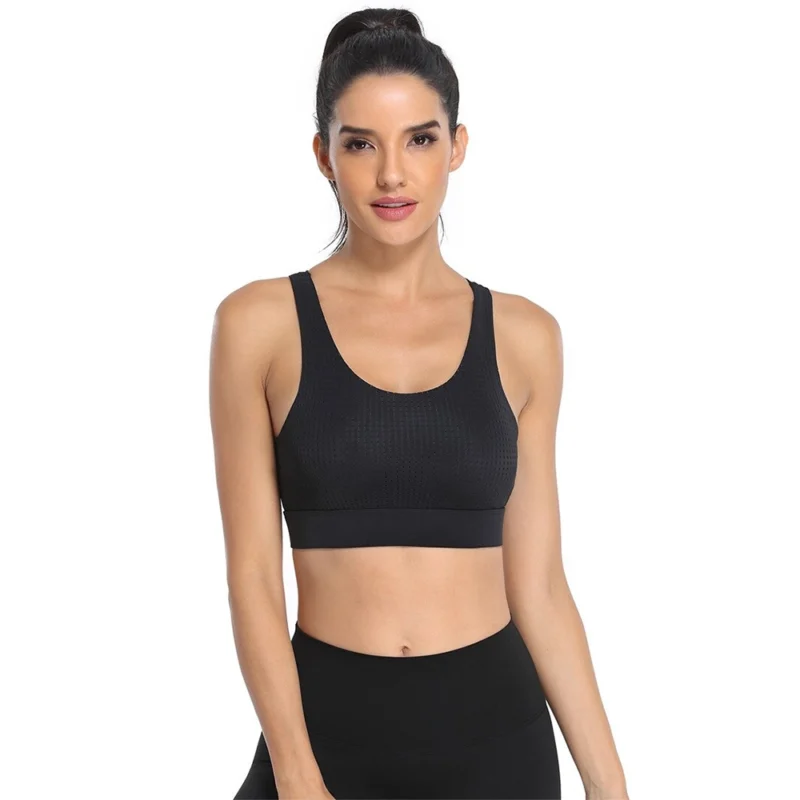 Bustieră sport damă push-up material elastic Negru – FITINT 160 2025 4