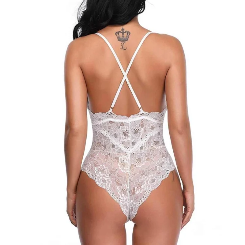 Lenjerie sexy tip body FITINT Lisabona cu dantela Alb 2025 3
