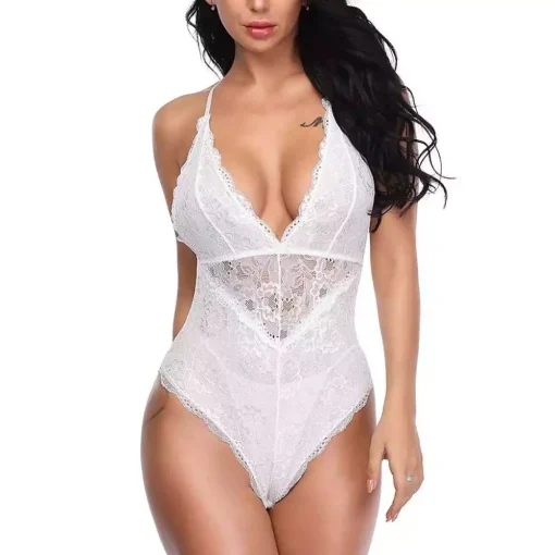 Lenjerie sexy tip body FITINT Lisabona cu dantela Alb 2024 5