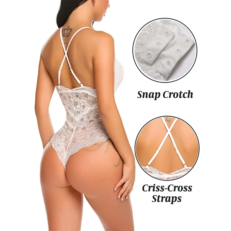 Lenjerie sexy tip body FITINT Lisabona cu dantela Alb 2025 6