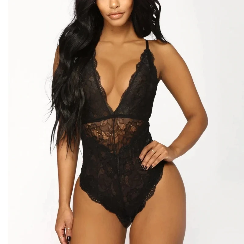 Lenjerie sexy tip body FITINT Lisabona cu dantela Negru 2025 2