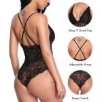Lenjerie sexy tip body FITINT Lisabona cu dantela Negru 2025 15