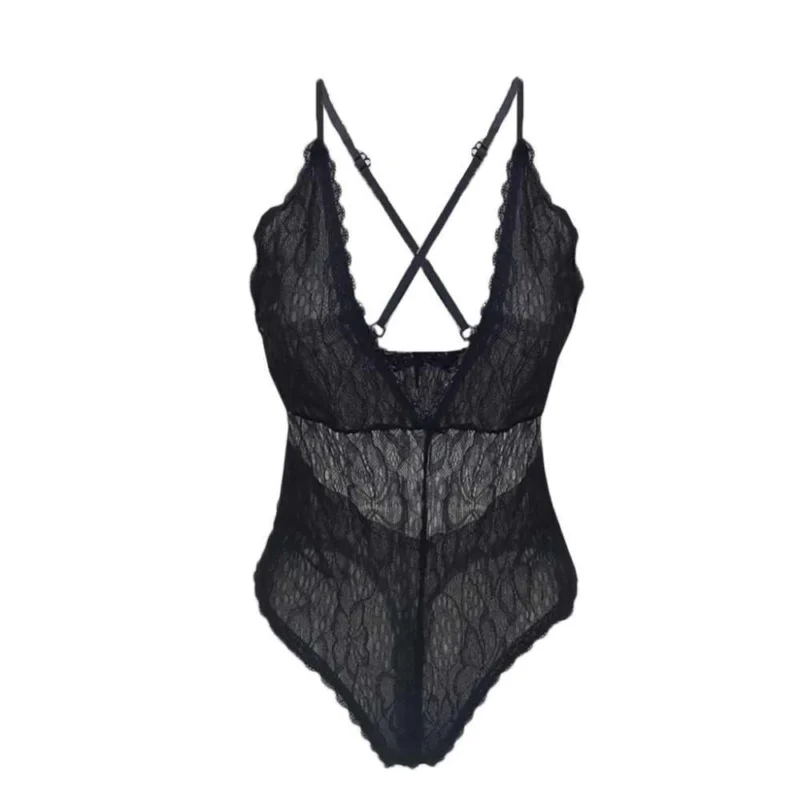 Lenjerie sexy tip body FITINT Lisabona cu dantela Negru 2025 8
