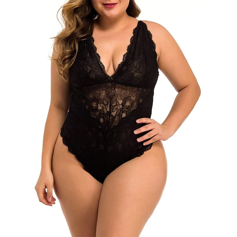 Lenjerie sexy tip body FITINT Lisabona cu dantela Negru 2025 10