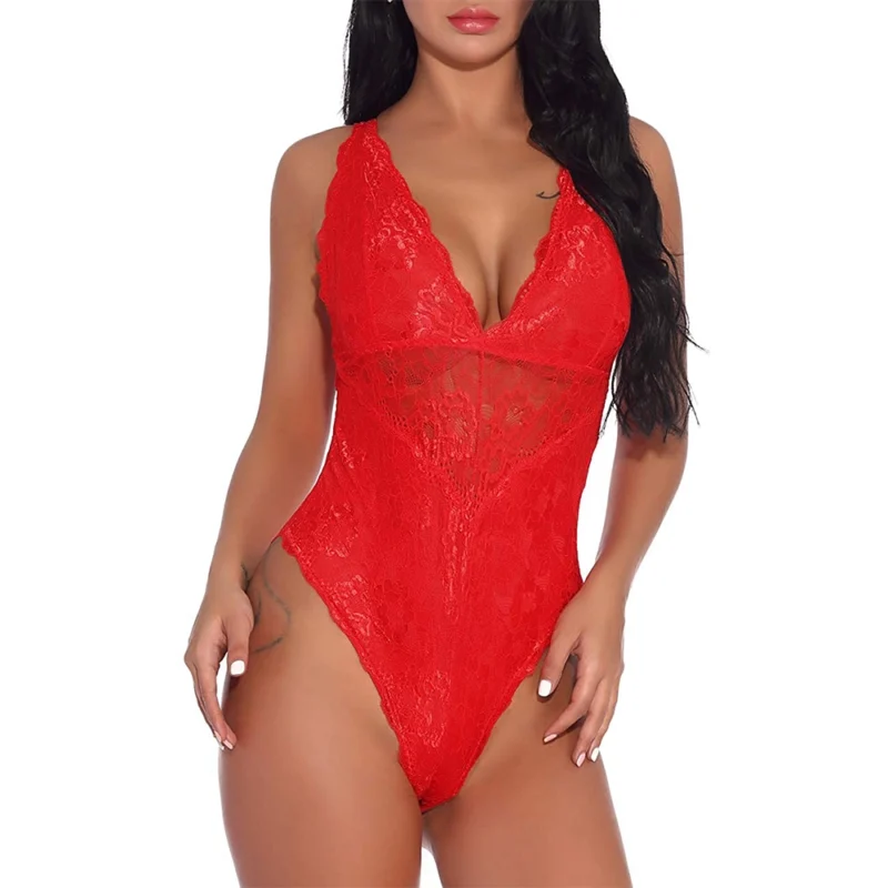 Lenjerie sexy tip body FITINT Lisabona cu dantela Rosu 2025 7