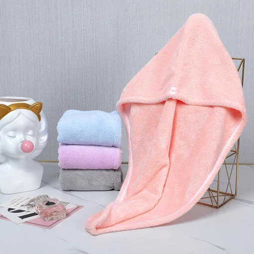Prosop turban FITINT QuickDry pentru uscarea parului Roz 2023 4