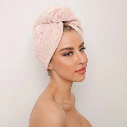 Prosop turban FITINT QuickDry pentru uscarea parului Roz 2023 1