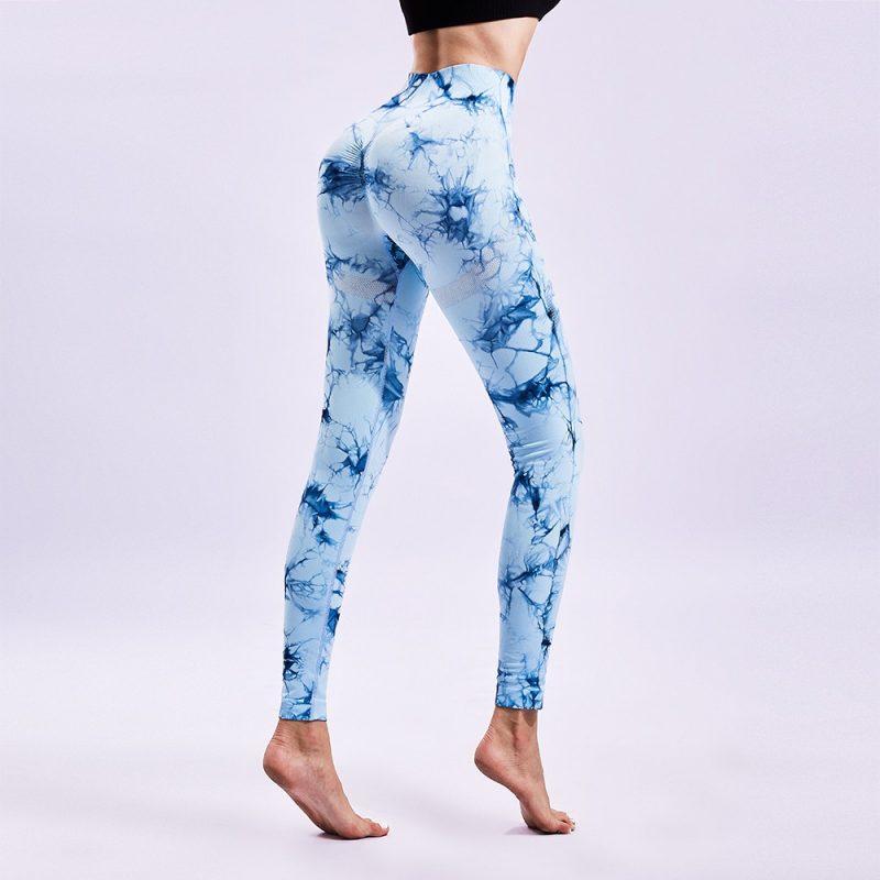 Colanți sport damă fără cusături push-up talie înaltă Albastru – FITINT 221 2025 2